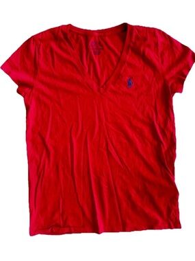 Polo Ralph Lauren Red Cotton V-Neck Tee - XS - NWOT